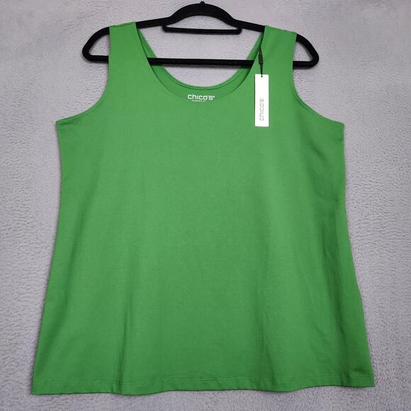 Chicos Tank Top Womens XL Green Microfiber Contemporary Basic Knit Stretch - Picture 1 of 9